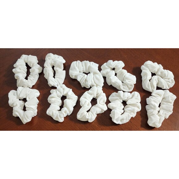 10PC SET White Velvet Hair Ties Scrunchies Full Bag All Hair TYPES, BRAND NEW - Picture 4 of 6
